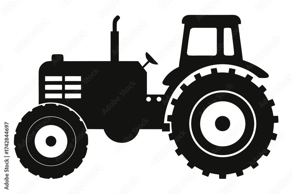 Obraz premium Tractor silhouette vector, old tractor black symbol 