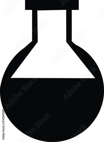 Laboratory Flask Icon Filled Silhouette Illustration