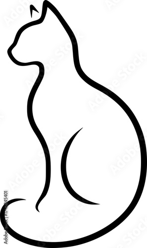 Minimalist elegant contour of a cat, black and white vector perfect for pets, home decor, and animal design