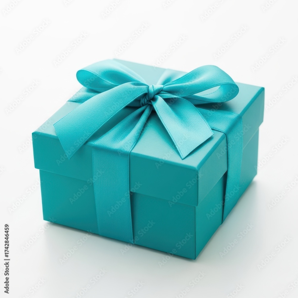 Obraz premium Teal gift box with ribbon bow