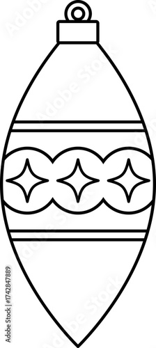 Retro style Christmas ornament ball with Geometric pattern outline.
Vintage Christmas tree hanging ball ornament children's coloring pages and templates.
Transparent background.