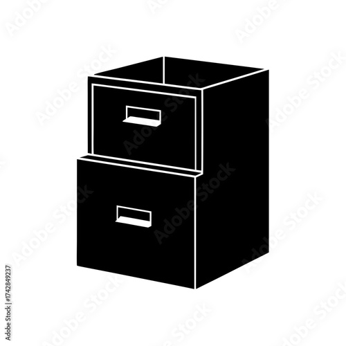 Silhouette of a two drawer filing cabinet