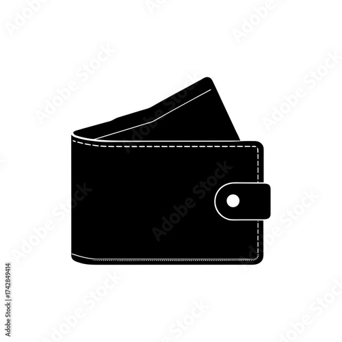 A black wallet with money peeking out top silhouette