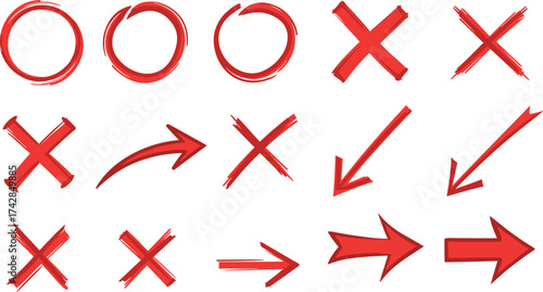 Vector illustration set of yes and no icons with check mark and cross symbol buttons for web design and business concept