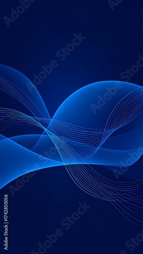 Abstract blue waves on dark background