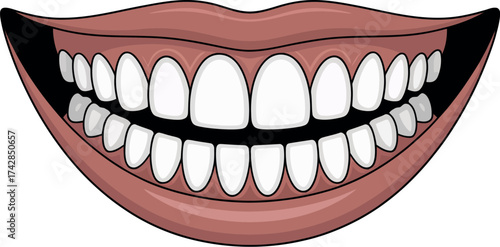 Illustration of a wide open mouth with healthy white teeth