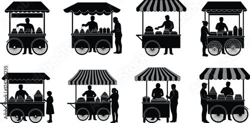 Vector silhouette set of different transportation vehicles and houses for travel and construction design illustration