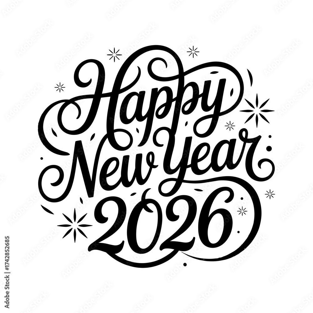 Obraz premium 2026, Happy new year 2026 logo and text vector template design, New year greeting, Set of collection of 2026 white background vector illustration or typography isolated happy new year greeting card