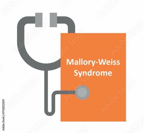 Medical vector illustration representing Mallory-Weiss Syndrome with a stethoscope and orange background, symbolizing gastrointestinal health, medical awareness, and healthcare education concepts.