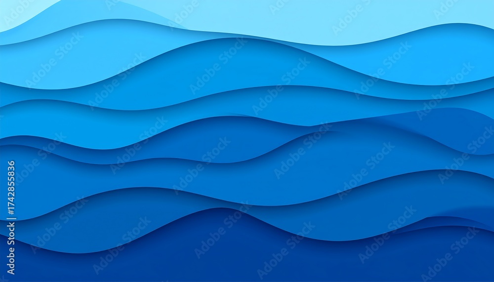 Fototapeta premium Abstract wavy blue layered design