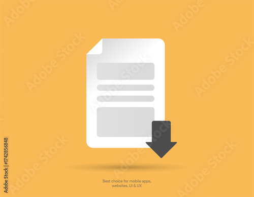 3d download icon button. Folder icon. Upload icon. Down arrow bottom side symbol. Click here button. Save cloud icon push button for UI UX, website, mobile application.