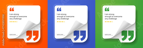 3D bubble testimonial banner, quote, infographic. Social media post template designs for quotes. Empty speech bubbles, quote bubbles and text box. Vector Illustration EPS10.