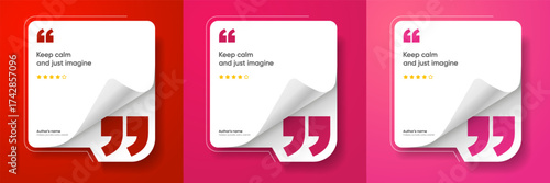 3D bubble testimonial banner, quote, infographic. Social media post template designs for quotes. Empty speech bubbles, quote bubbles and text box. Vector Illustration EPS10.