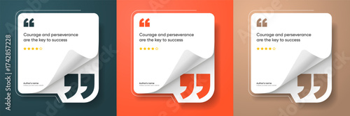 3D bubble testimonial banner, quote, infographic. Social media post template designs for quotes. Empty speech bubbles, quote bubbles and text box. Vector Illustration EPS10.