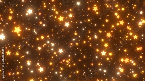 Night Bed Time Gold Yellow Glow Stars Sparkling Raining Falling Down - 4K Seamless VJ Loop Motion Background Animation