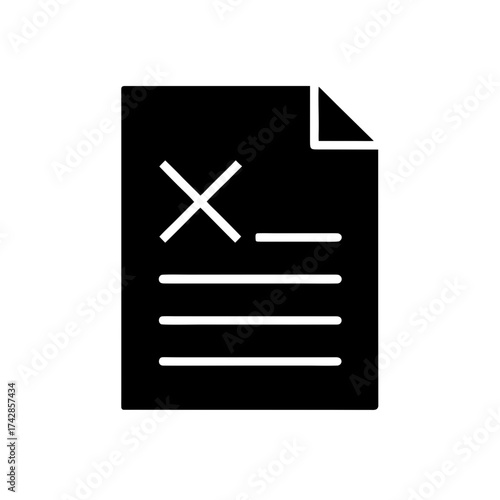 Document with cross mark icon on transparent background