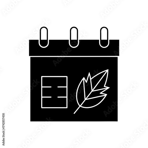 Autumn calendar with leaf icon on transparent background