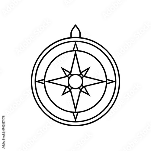 Simple compass with eight points on transparent background