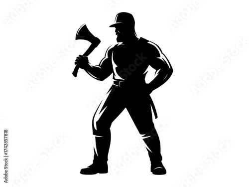 Vector art of silhouette of a lumberjack with axe woodcutter worker