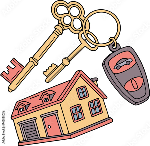 House key symbol vector illustration of home and property concept