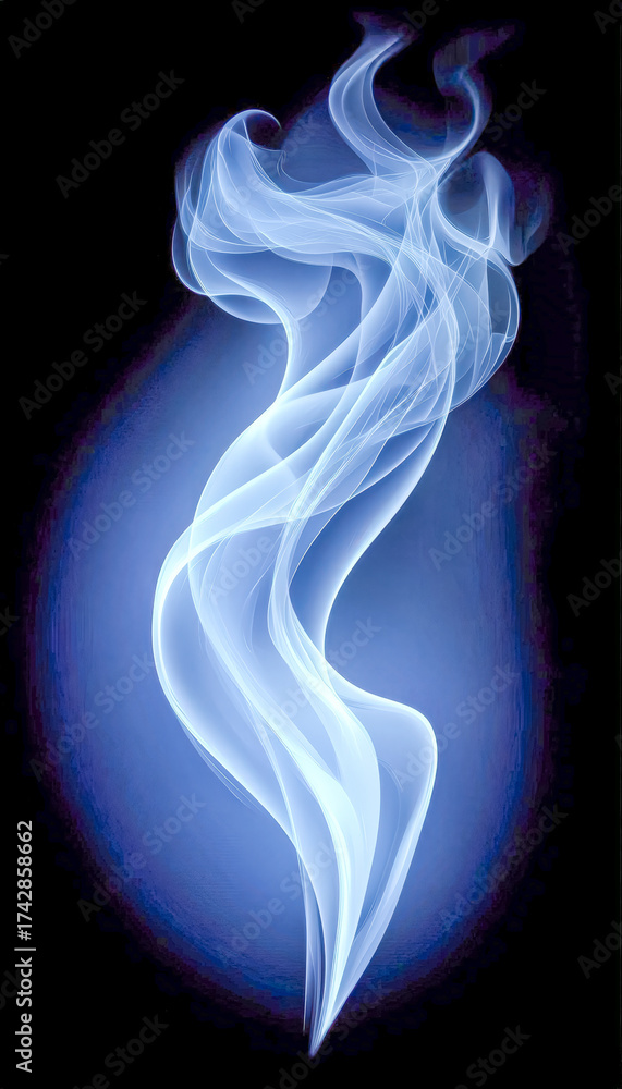 Naklejka premium Abstract swirl of glowing smoke against a dark background