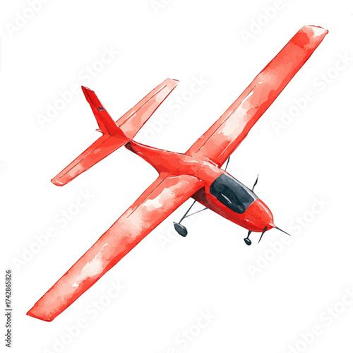 Glider, watercolor painting vector, isolated on a white background.