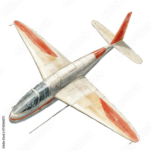 Glider, watercolor vector, isolated on a white background.