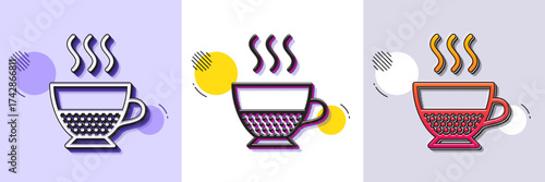 Doppio coffee icon. Halftone dotted pattern. Gradient icon with grain shadow. Hot drink sign. Beverage symbol. Line doppio icon. Various designs. Vector