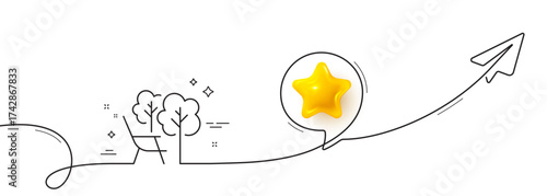 Deckchair line icon. Continuous line with share plane. Chair furniture sign. Camping chair symbol. 3d star in speech bubble. Deckchair single line ribbon. Loop curve pattern. Vector