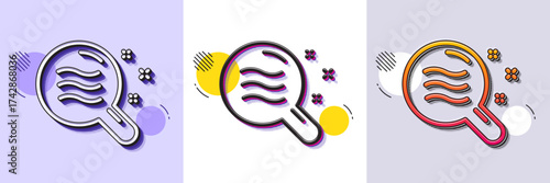 Skin condition line icon. Halftone dotted pattern. Gradient icon with grain shadow. Search magnifier sign. Line skin condition icon. Various designs. Vector