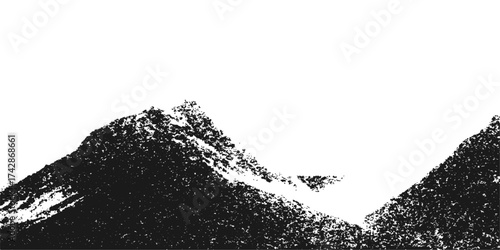 Black and white vector silhouette of a man isolated on a white background with a pile of coffee beans