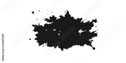 Black ink blot and grunge paint splash vector design illustration element
