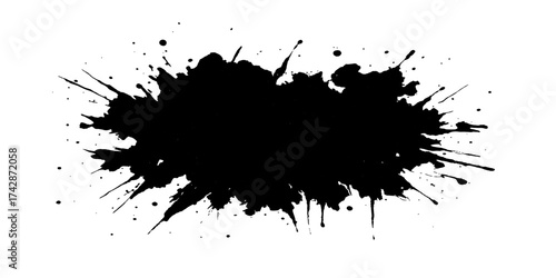 Black ink splat and blot grunge texture vector silhouette design element