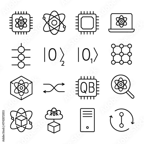 Future technology vector icons. Outline symbols. Line design