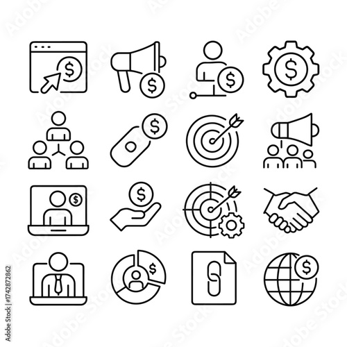 Digital marketing vector icons. Outline symbols. Line design