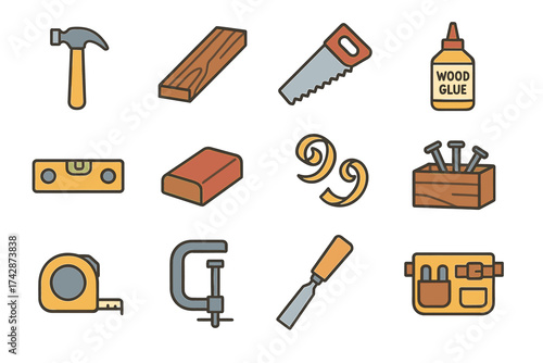 Collection of essential hand tools for carpentry and woodworking projects