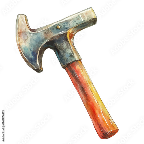 Crowbar, watercolor painting vector, isolated on a white background.