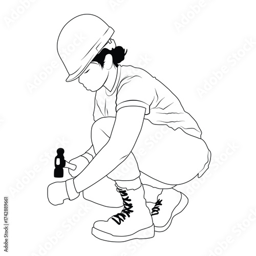 woman construction worker silhouette