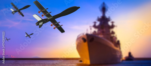 Military drones flying over...
