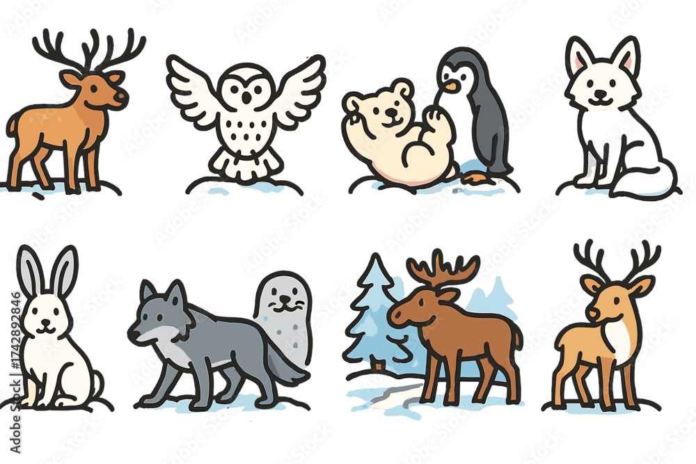 Fototapeta premium Animal silhouette icon set. forest and wildlife silhouette icons collection