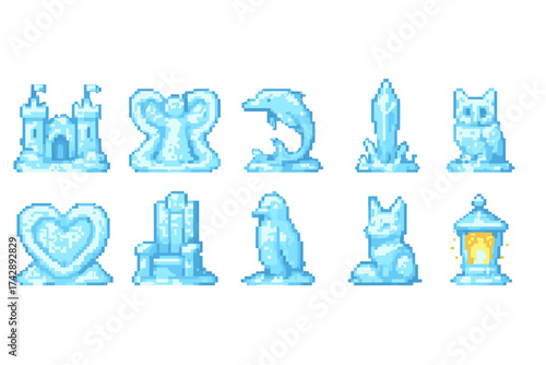 Fantasy, magic glowing icon set. enchanted, mythical silhouette icons collection