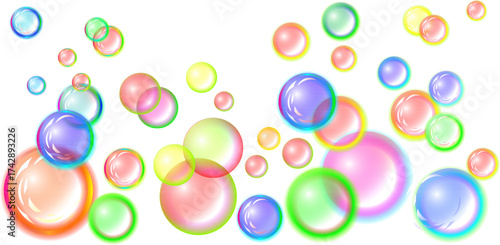 Soap bubbles background set for photos and text, modern design