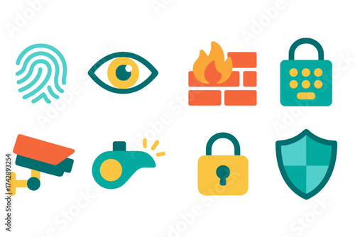 Security and surveillance 3d icon set. protect your data and privacy with style