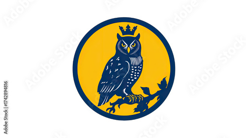 Detailed owl illustration within a circular frame decorative artistic design