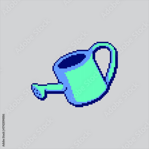 Pixel art illustration Watering Can. Pixelated Garden Watering Can. Garden Plant Watering Can Icon pixelated for the pixel art game and icon for website and video game. old school retro.
