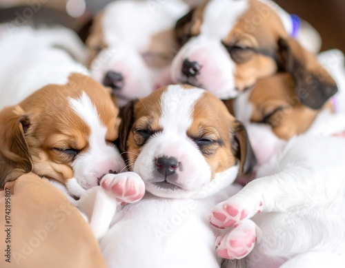 Sleepy puppy pile