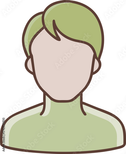 Stylized human avatar with green hair and tan skin simple graphic for profiles