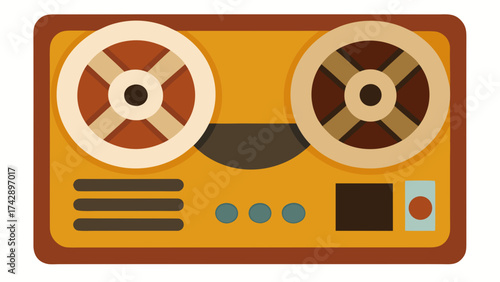 The retro video cassette and recorder icon is a vintage symbol of film and audio technology design