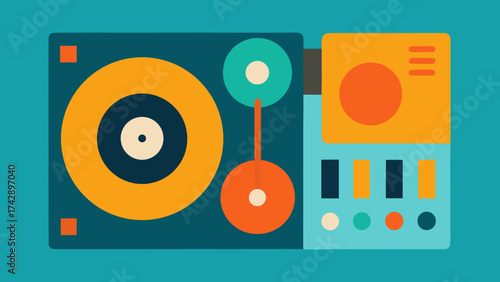 Modern flat design business infographic template with vector circle icons for technology data