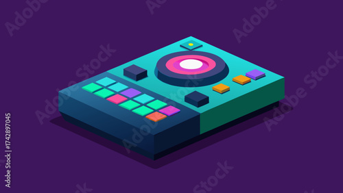 A retro radio and colorful smartphone music player icon with abstract digital technology background